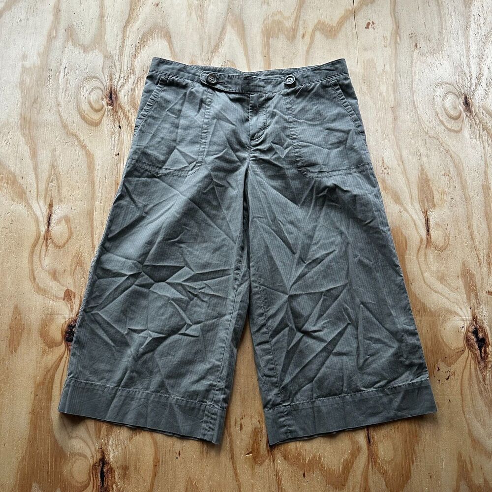 Uniqlo Khaki Green Cotton Wide Leg Culottes - 2